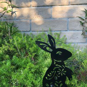 Silhouette Bunny Metal Cut Out Garden Stake